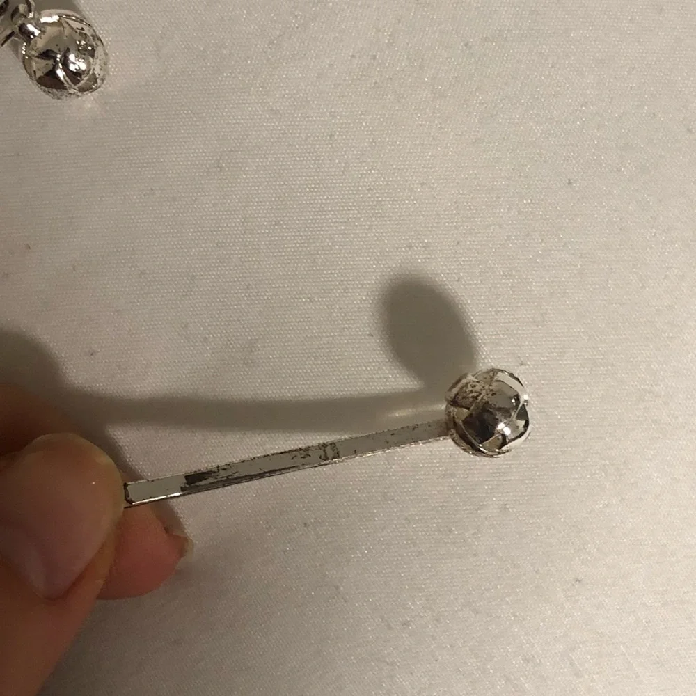 henri bendel Silver Logo Ball Bobby Pins, Rare Collector’s Piece.